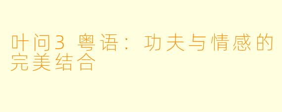叶问3粤语：功夫与情感的完美结合