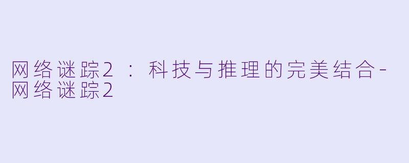 网络谜踪2：科技与推理的完美结合-网络谜踪2