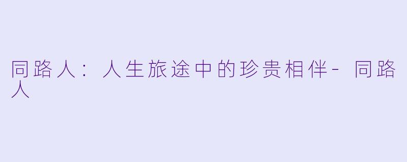 同路人：人生旅途中的珍贵相伴-同路人