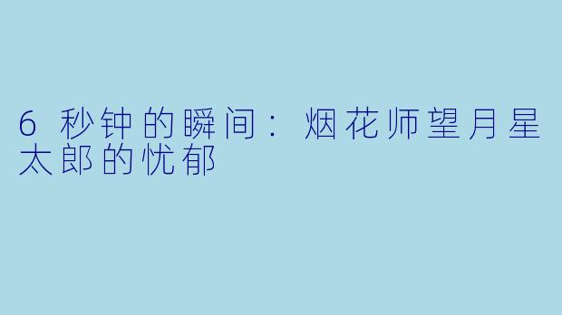 6秒钟的瞬间：烟花师望月星太郎的忧郁