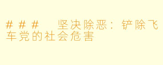 ### 坚决除恶：铲除飞车党的社会危害
