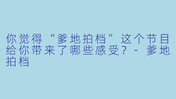 你觉得“爹地拍档”这个节目给你带来了哪些感受？-爹地拍档