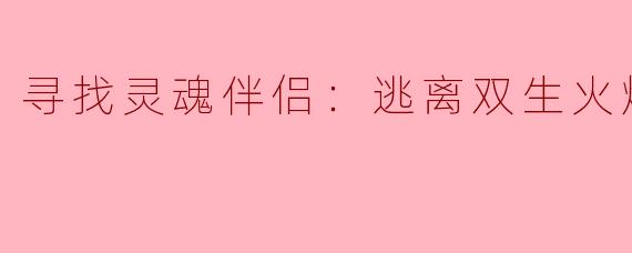 ### 寻找灵魂伴侣：逃离双生火焰宇宙