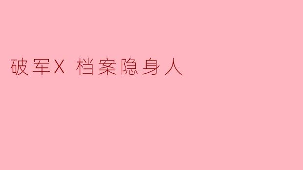 破军X档案隐身人