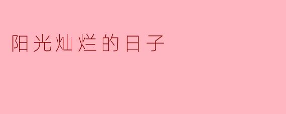 阳光灿烂的日子