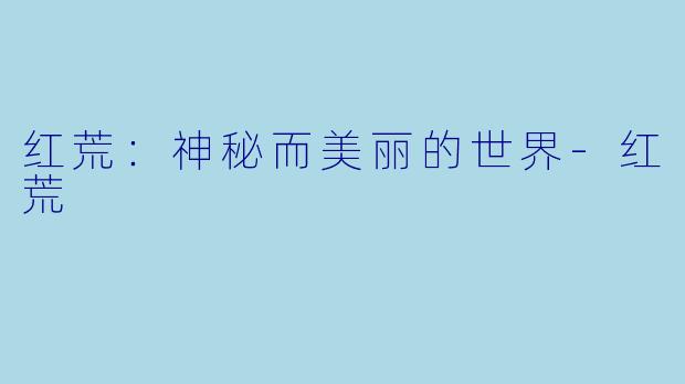 红荒：神秘而美丽的世界-红荒