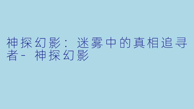 神探幻影:迷雾中的真相追寻者-神探幻影