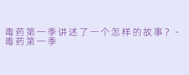 毒药第一季讲述了一个怎样的故事？