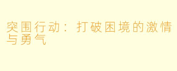 突围行动:打破困境的激情与勇气