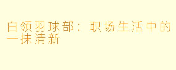 白领羽球部:职场生活中的一抹清新