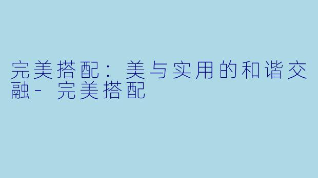完美搭配:美与实用的和谐交融-完美搭配