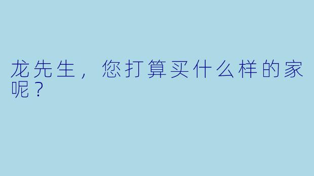 龙先生，您打算买什么样的家呢？  