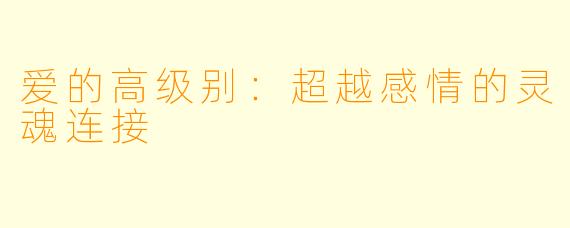 爱的高级别:超越感情的灵魂连接