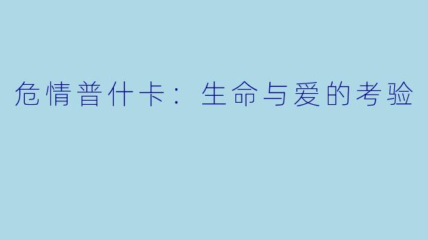 危情普什卡:生命与爱的考验