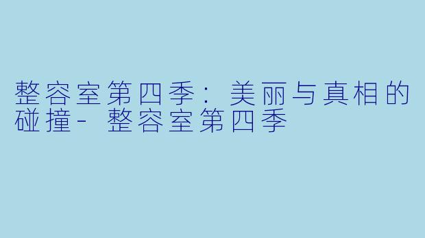 整容室第四季:美丽与真相的碰撞