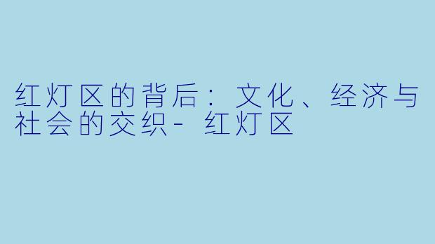 红灯区的背后:文化、经济与社会的交织