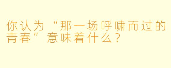 你认为“那一场呼啸而过的青春”意味着什么?