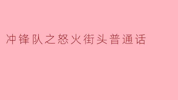 冲锋队之怒火街头普通话