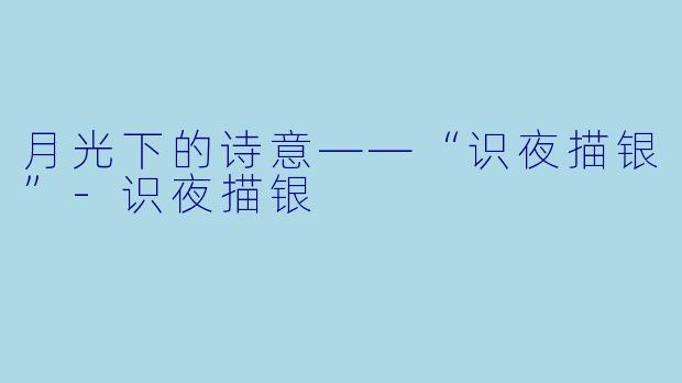 月光下的诗意——“识夜描银”-识夜描银