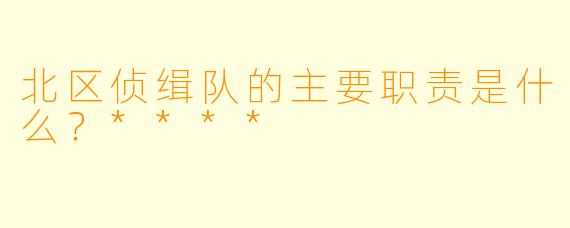 北区侦缉队的主要职责是什么?****