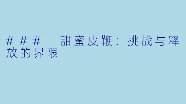 ### 甜蜜皮鞭：挑战与释放的界限