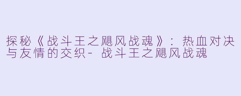 探秘《战斗王之飓风战魂》：热血对决与友情的交织-战斗王之飓风战魂