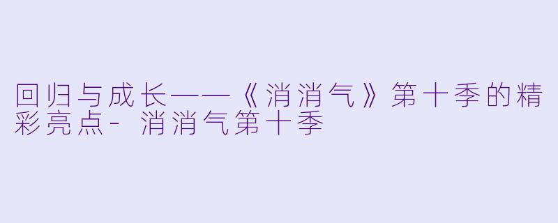 回归与成长——《消消气》第十季的精彩亮点-消消气第十季