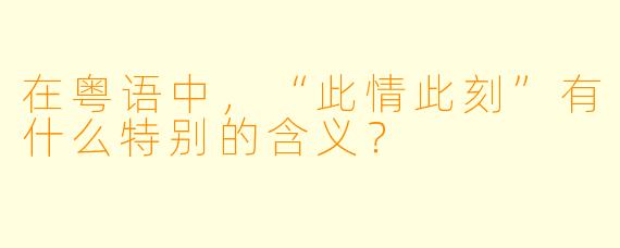 在粤语中，“此情此刻”有什么特别的含义？  