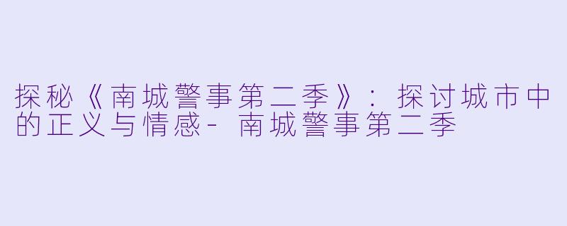 探秘《南城警事第二季》:探讨城市中的正义与情感