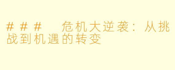 ### 危机大逆袭：从挑战到机遇的转变