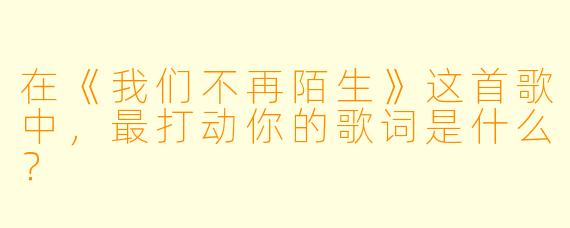 在《我们不再陌生》这首歌中，最打动你的歌词是什么？  