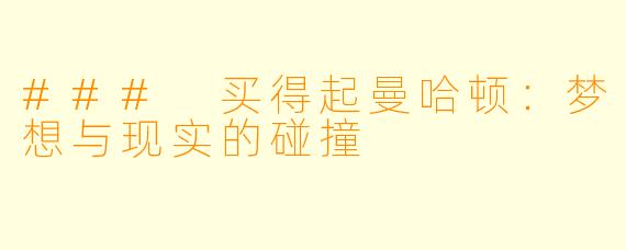 ### 买得起曼哈顿：梦想与现实的碰撞