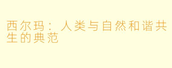 西尔玛：人类与自然和谐共生的典范