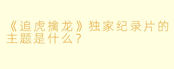 《追虎擒龙》独家纪录片的主题是什么？  