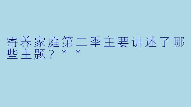 寄养家庭第二季主要讲述了哪些主题？**