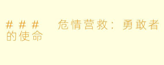 ### 危情营救：勇敢者的使命