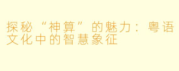 探秘“神算”的魅力：粤语文化中的智慧象征