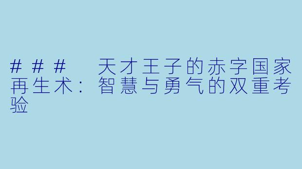 ### 天才王子的赤字国家再生术：智慧与勇气的双重考验