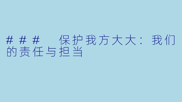 ### 保护我方大大：我们的责任与担当