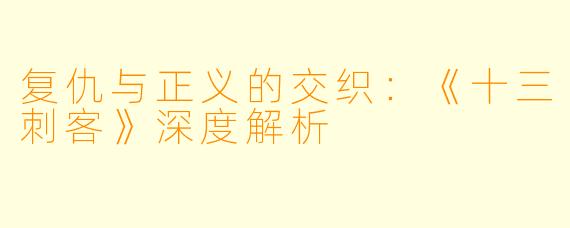 复仇与正义的交织：《十三刺客》深度解析