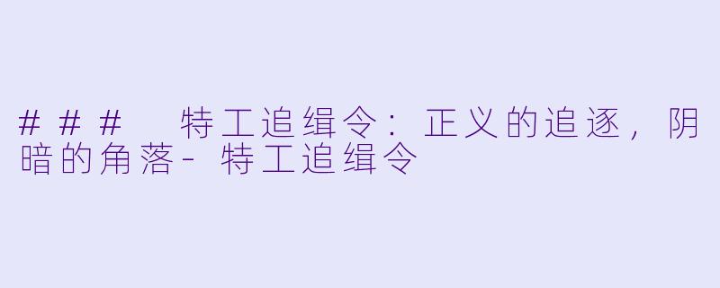 ### 特工追缉令:正义的追逐,阴暗的角落