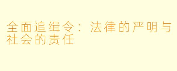 全面追缉令:法律的严明与社会的责任