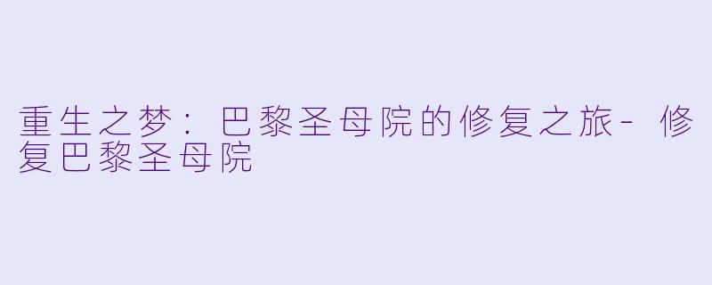 重生之梦:巴黎圣母院的修复之旅