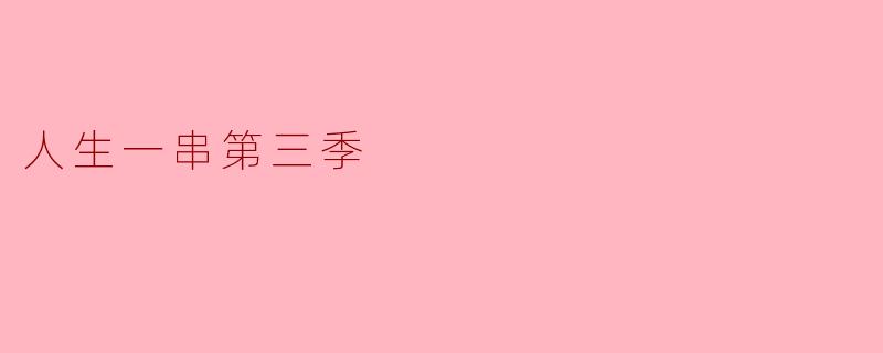 人生一串第三季