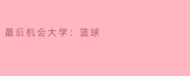 最后机会大学：篮球梦想的逆转之路