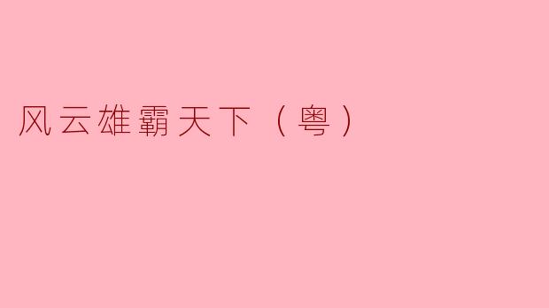 ### 风云雄霸天下（粤）：武侠世界的巅峰之作