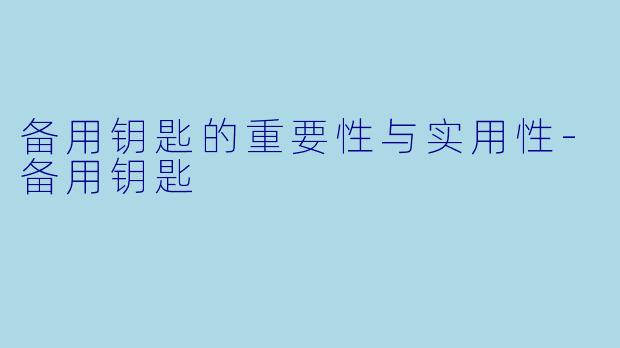 备用钥匙的重要性与实用性