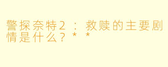 警探奈特2：救赎的主要剧情是什么？**