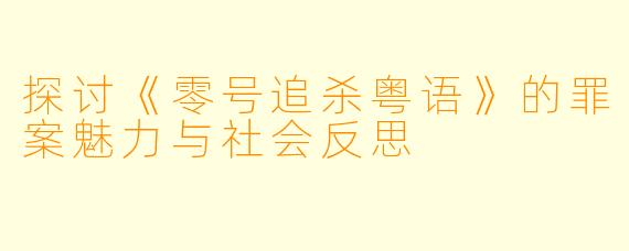探讨《零号追杀粤语》的罪案魅力与社会反思