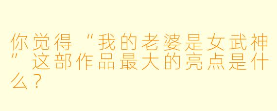 你觉得“我的老婆是女武神”这部作品最大的亮点是什么？